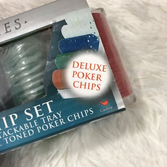 100 Ct Las Vegas Style Heavy Weight Dual Toned Poker Chip Set in Stackable Tray - Picture 8 of 9